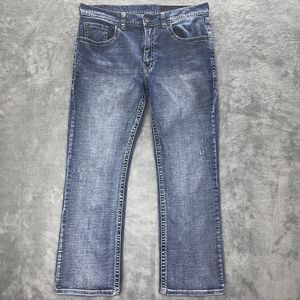 TK Axel Men's Jeans 34 Blue Bootcut Stitched Flap Pockets Weston Measures 34x29